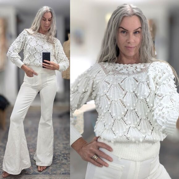 Elegant White Crochet Sweater - Picture 3 of 7
